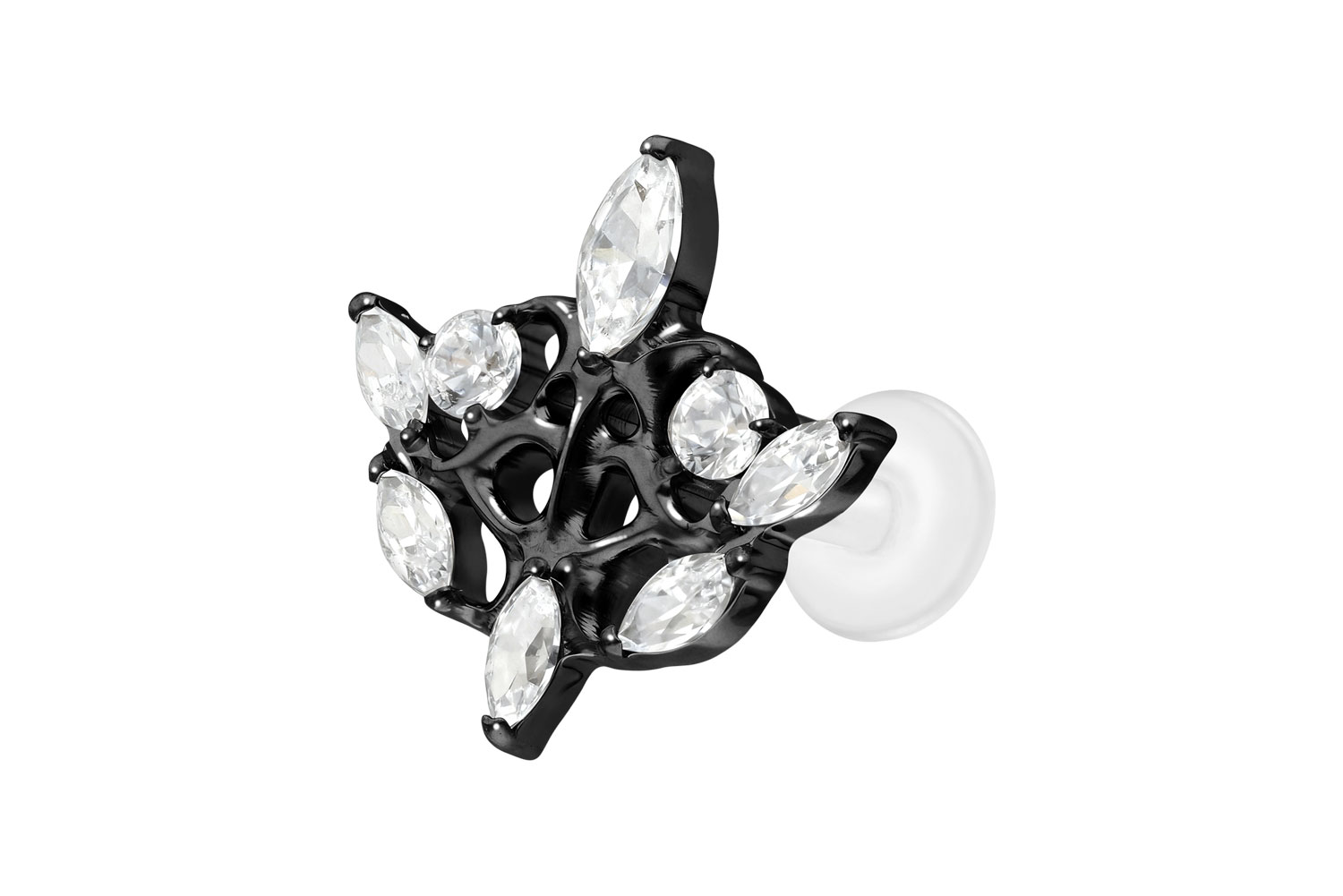 PTFE Labret Piercing mit Innengewinde + Titan-Aufsatz GOTISCHES DESIGN